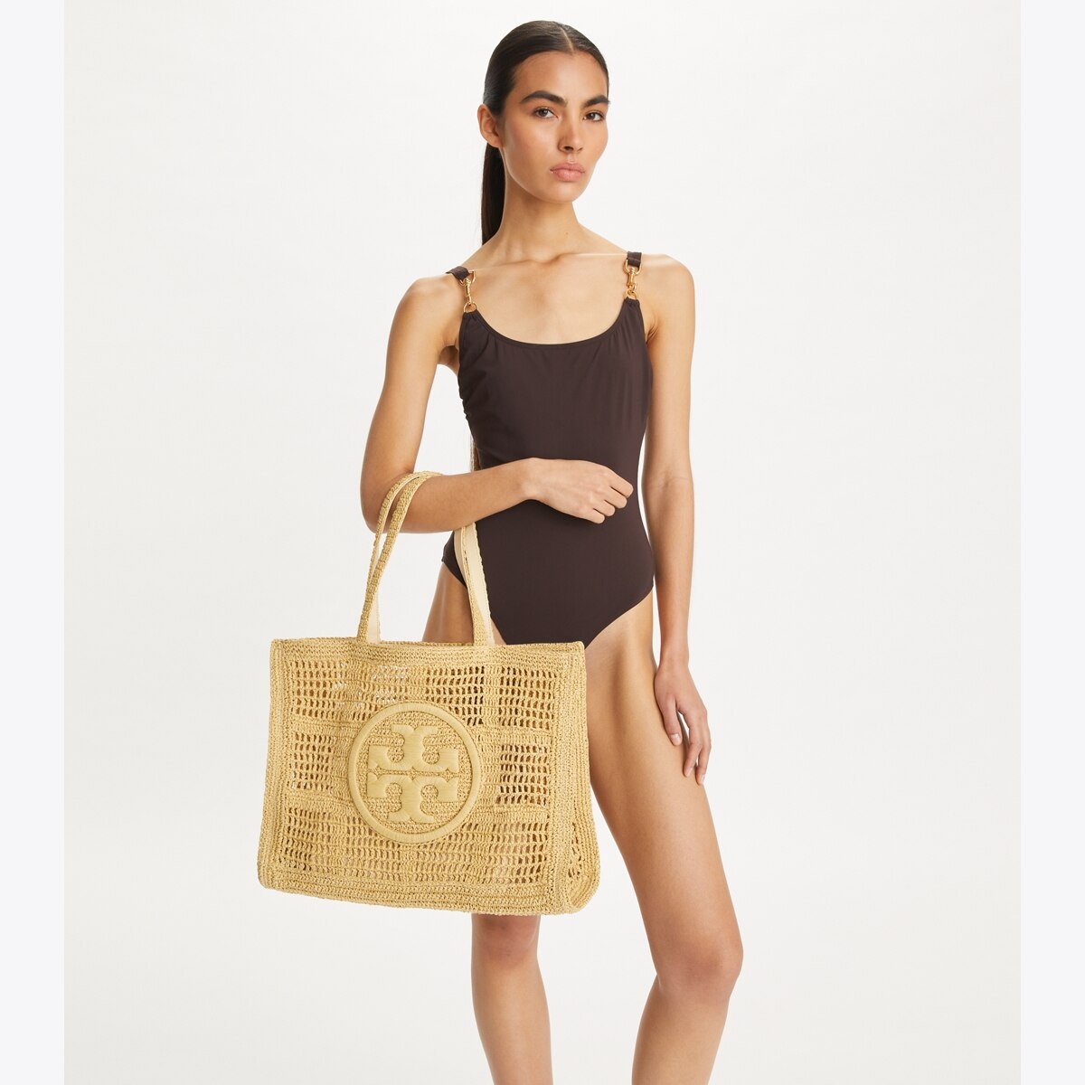 Large Ella Hand-Crocheted Tote - beige