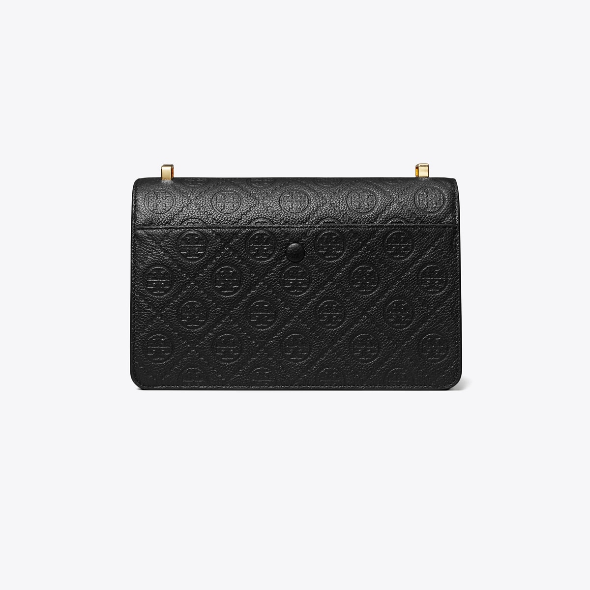 T Monogram Pebbled Shoulder Bag - black