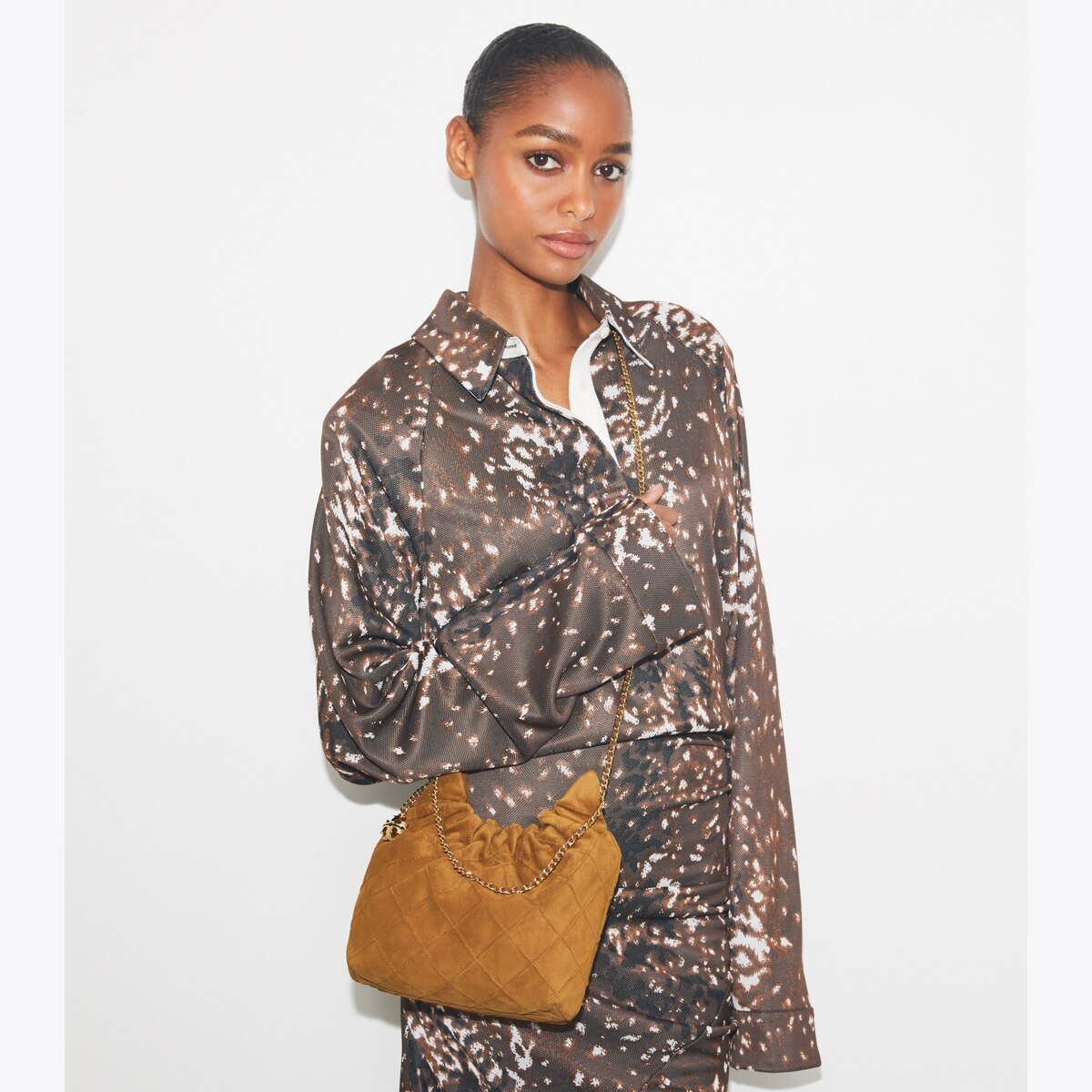 Mini Fleming Soft Suede Hobo Bag - brown