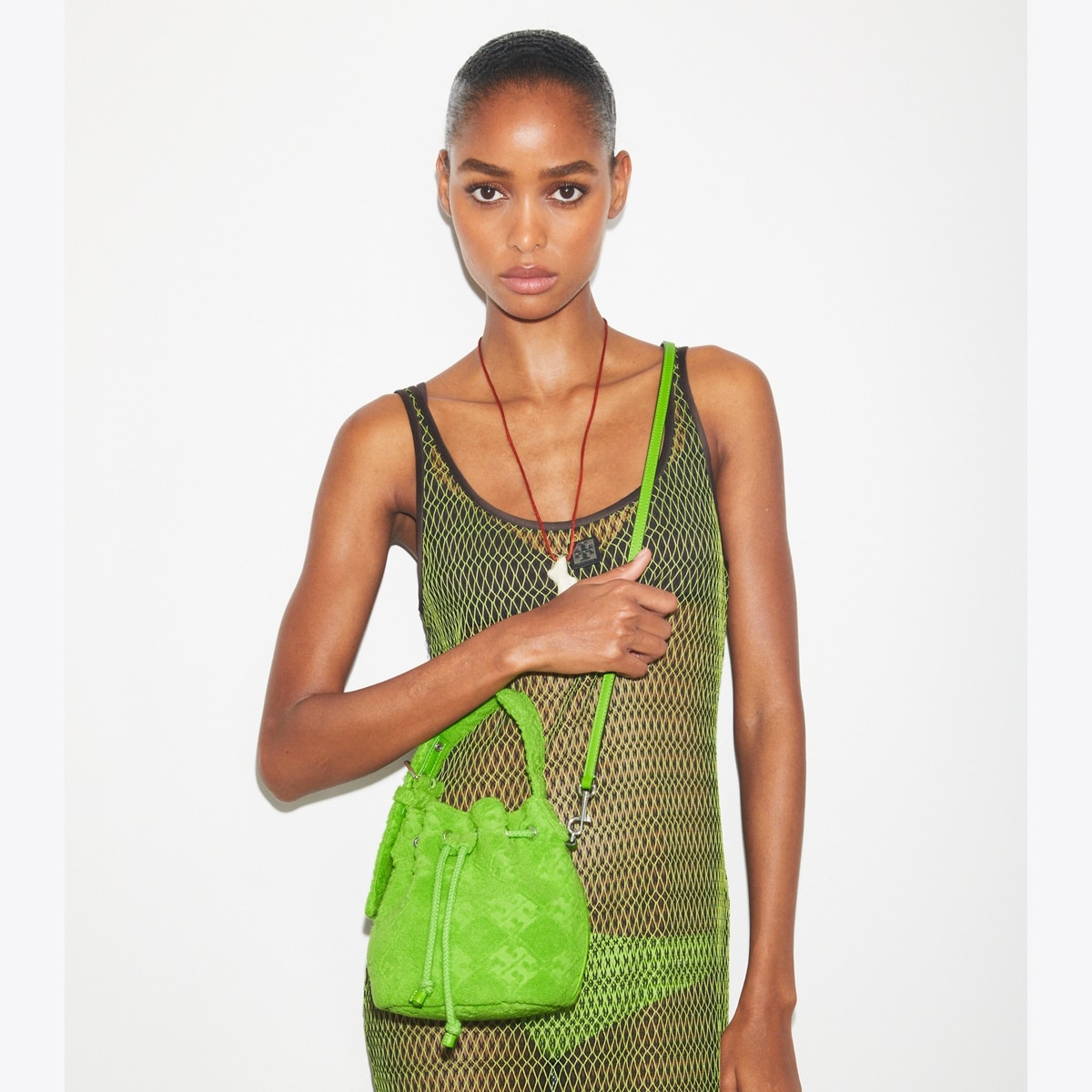 T Monogram Terry Mini Bucket Bag - green