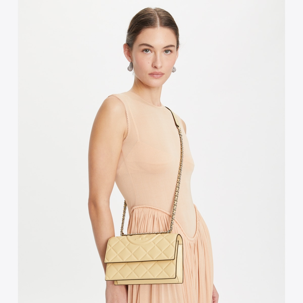 Small Fleming Shoulder Bag - beige