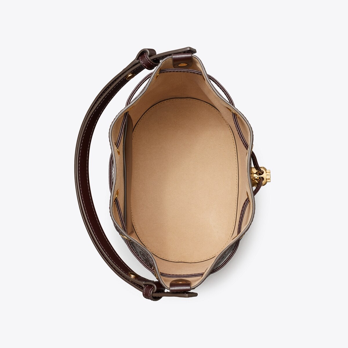 T Monogram Leather Bucket Bag - red