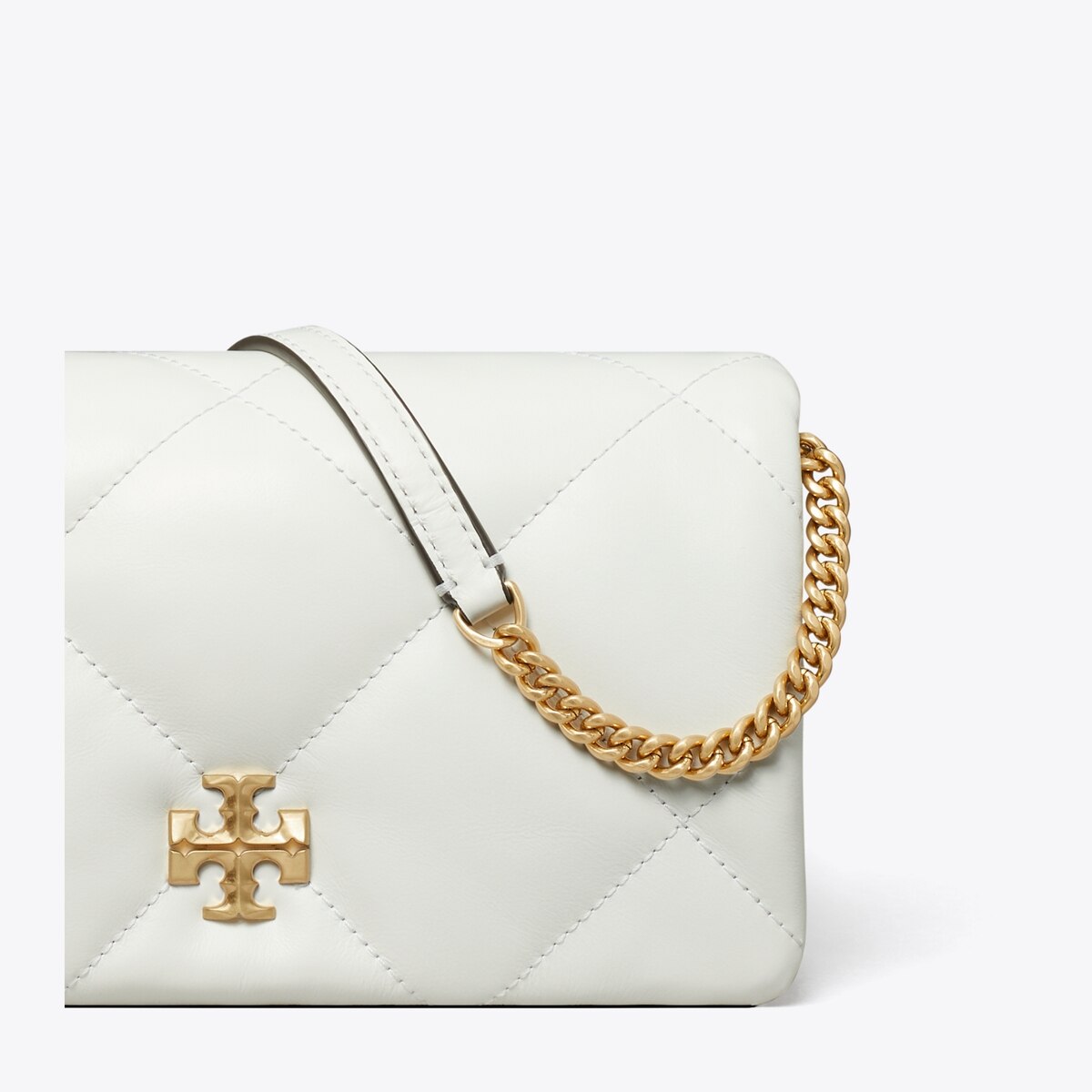 Kira Diamond Quilt Crossbody - white