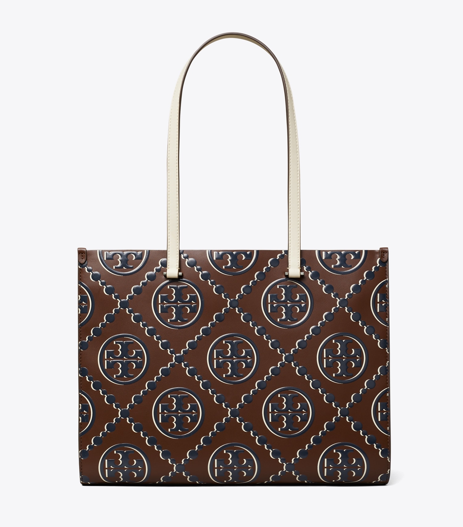 T MONOGRAM CONTRAST EMBOSSED TOTE
