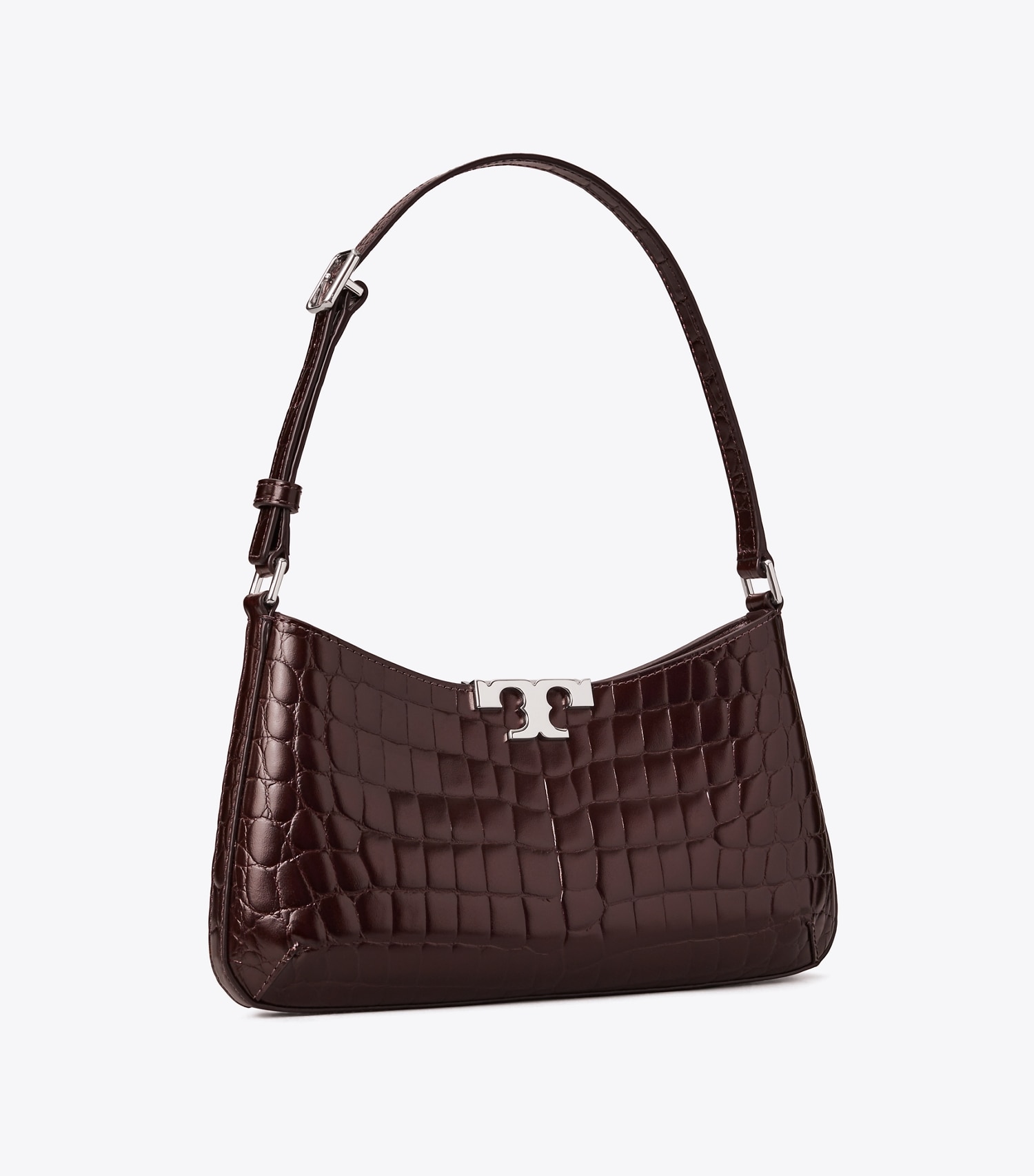 ELEANOR CROC-EMBOSSED SLIM SHOULDER BAG