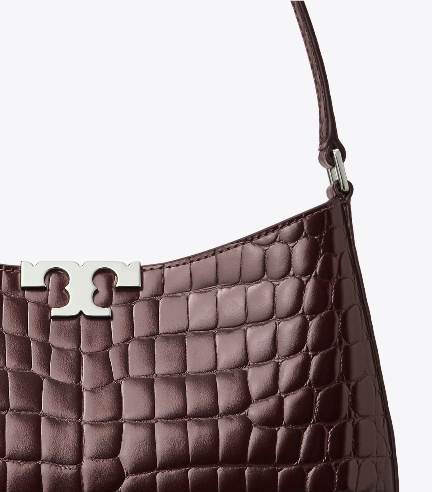 ELEANOR CROC-EMBOSSED SLIM SHOULDER BAG