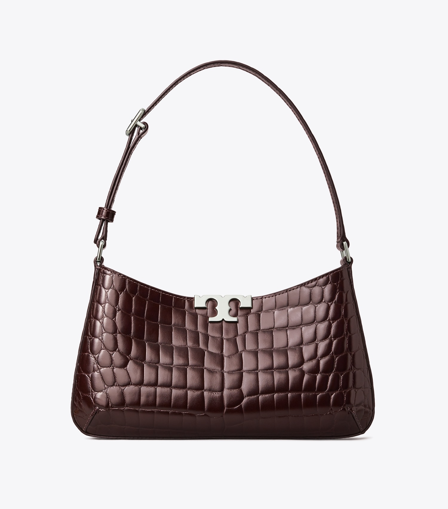 ELEANOR CROC-EMBOSSED SLIM SHOULDER BAG