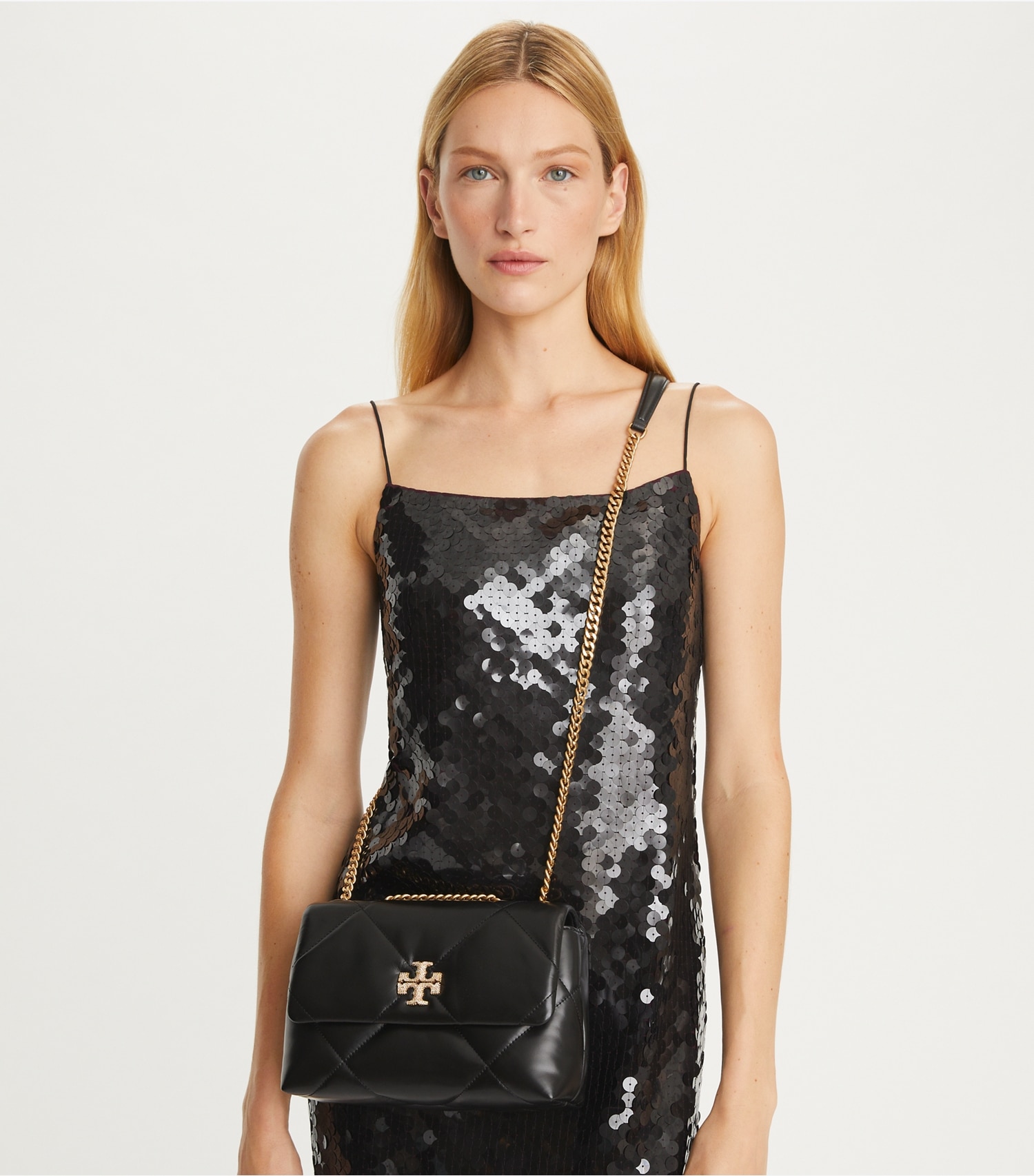 SMALL KIRA DIAMOND QUILT PAVÉ SHOULDER BAG