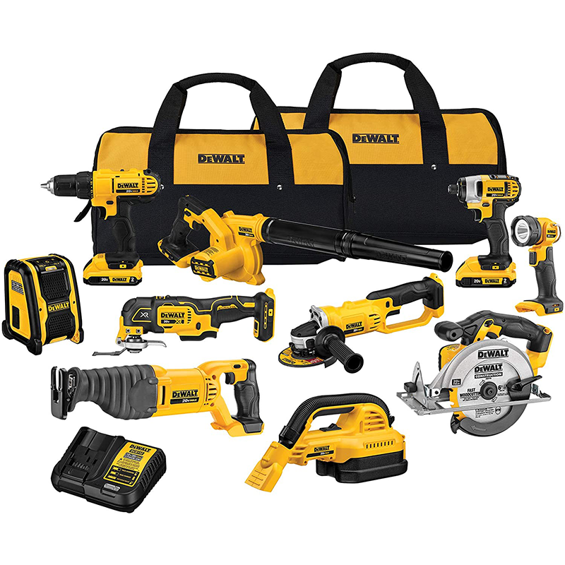 DEWALT 20V Max Cordless Drill Combo Kit, 10 Tools (DCK1020D2)