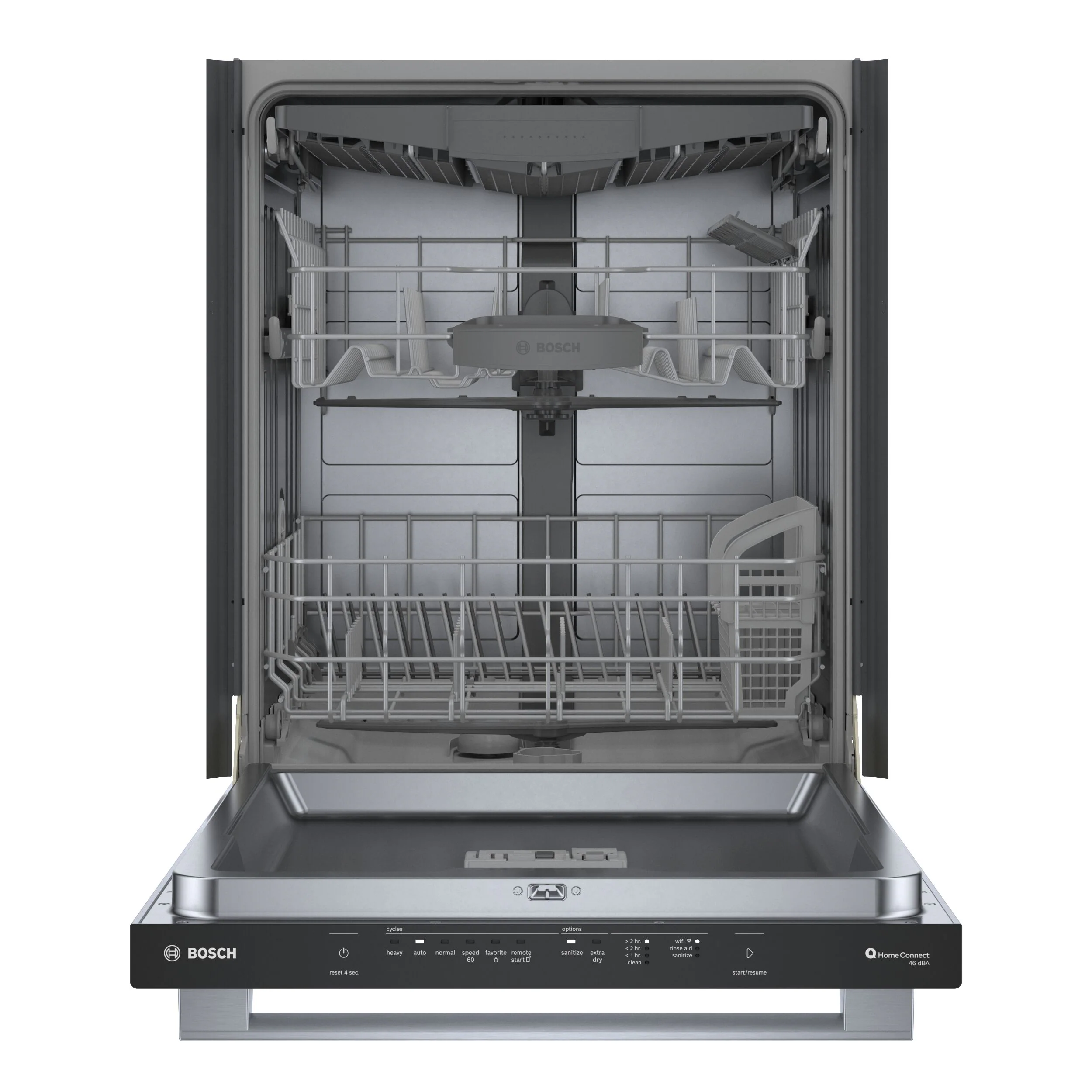 Bosch 100 Series Premium Top Control 24-in Smart Built-In Dishwasher With Third Rack (Stainless Steel), 46-dBA