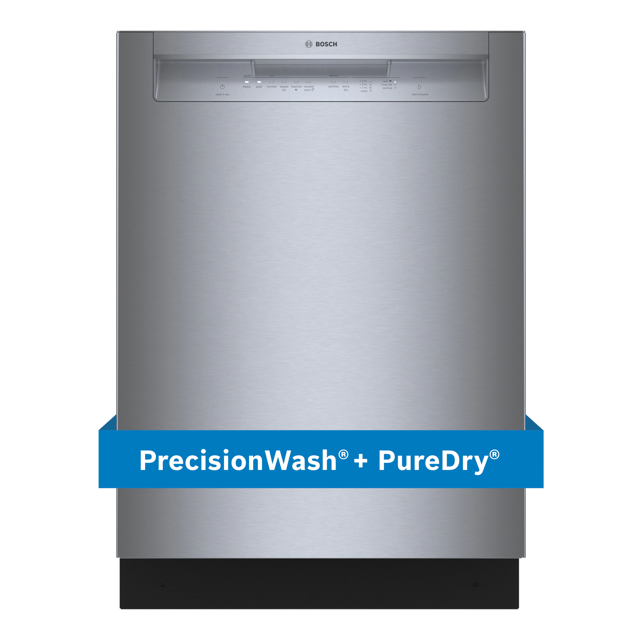 Bosch 100 Series Front Control 24-in Smart Built-In Dishwasher (Stainless Steel), 50-dBA