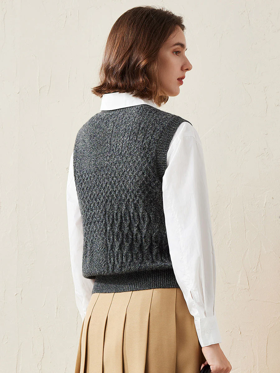 100% Cashmere Women's Knitted Sleeveless Sweater Vest