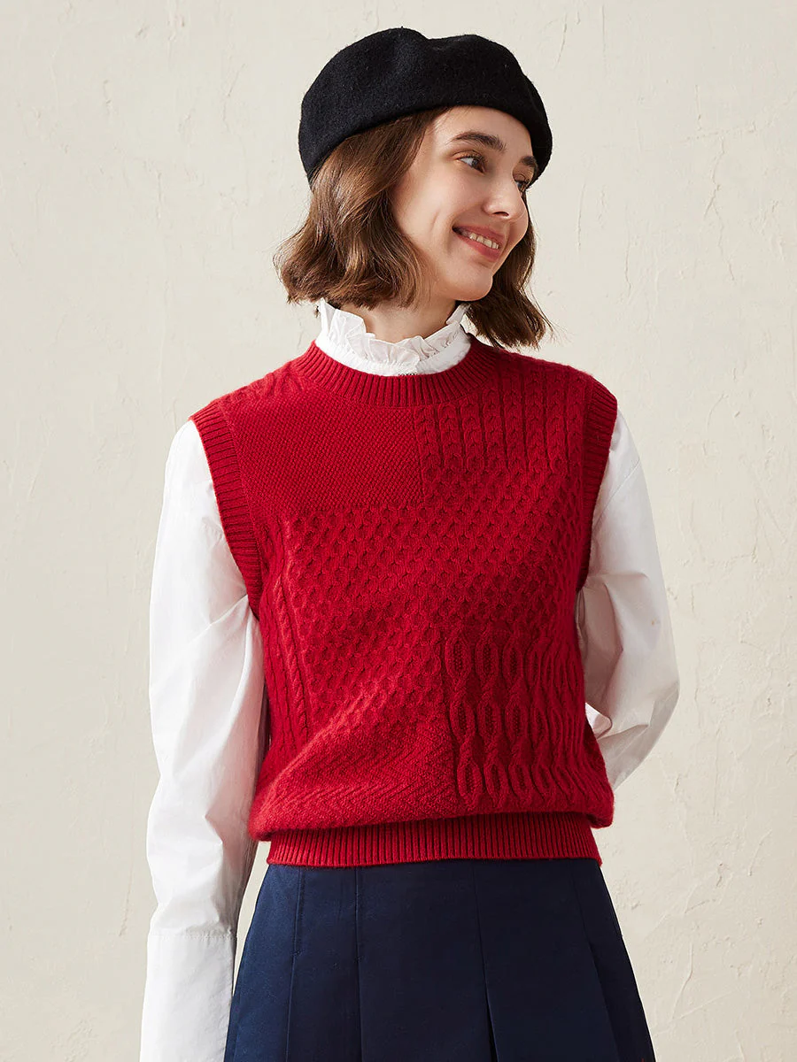 100% Cashmere Women's Knitted Sleeveless Sweater Vest