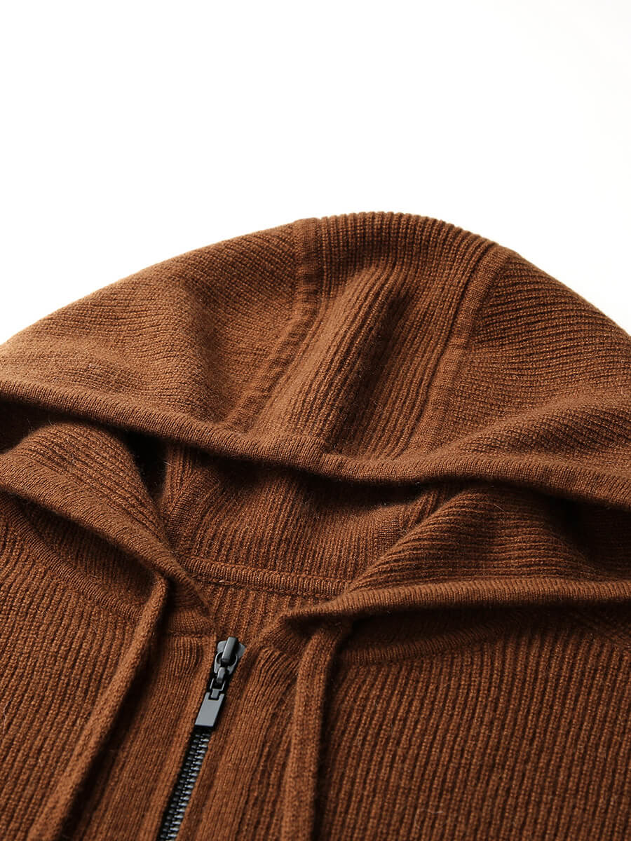 100% Cashmere Women's Hooded Double-Head Zipper Vest