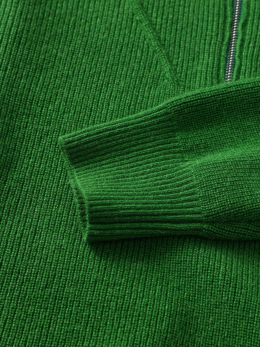 100% Cashmere Women's Half Zip Sweater Knit Hoodie