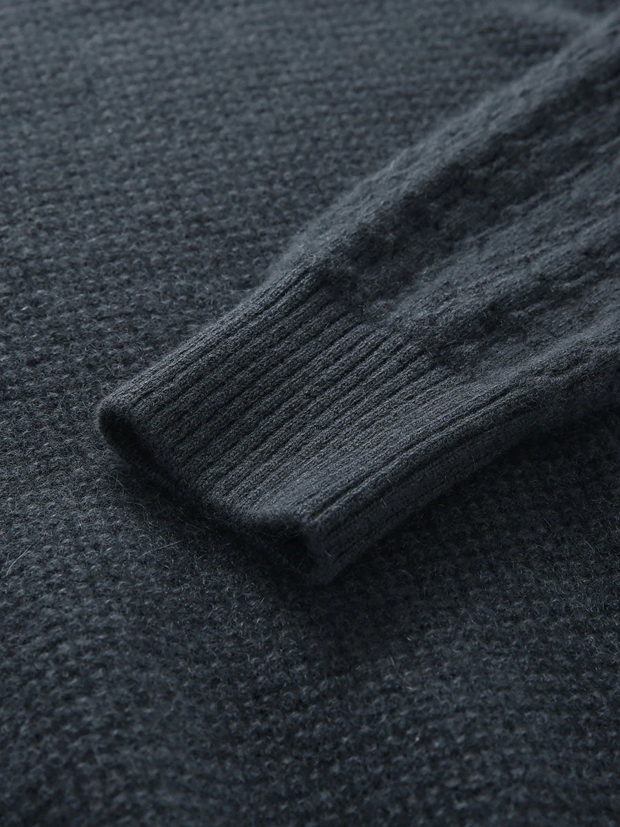 100% Cashmere Women's Ribbed Knit Hoodie