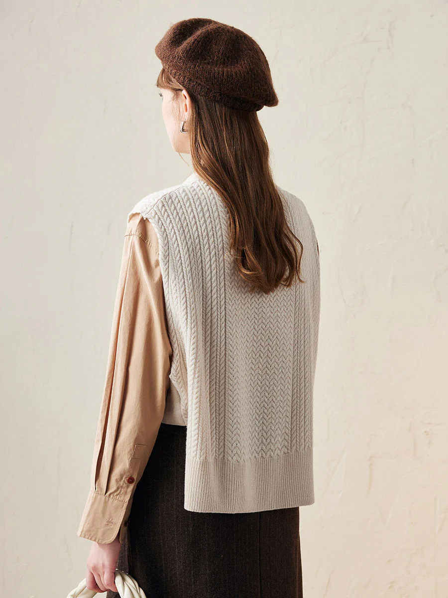 100% Wool Women's Knit Sleeveless Sweater Vest