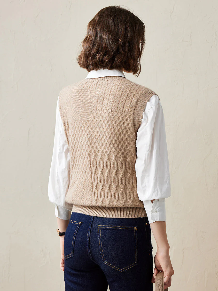 100% Cashmere Women's Knitted Sleeveless Sweater Vest