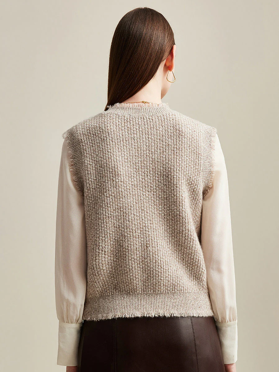 100% Cashmere Women's Textured Knit Sweater Vest