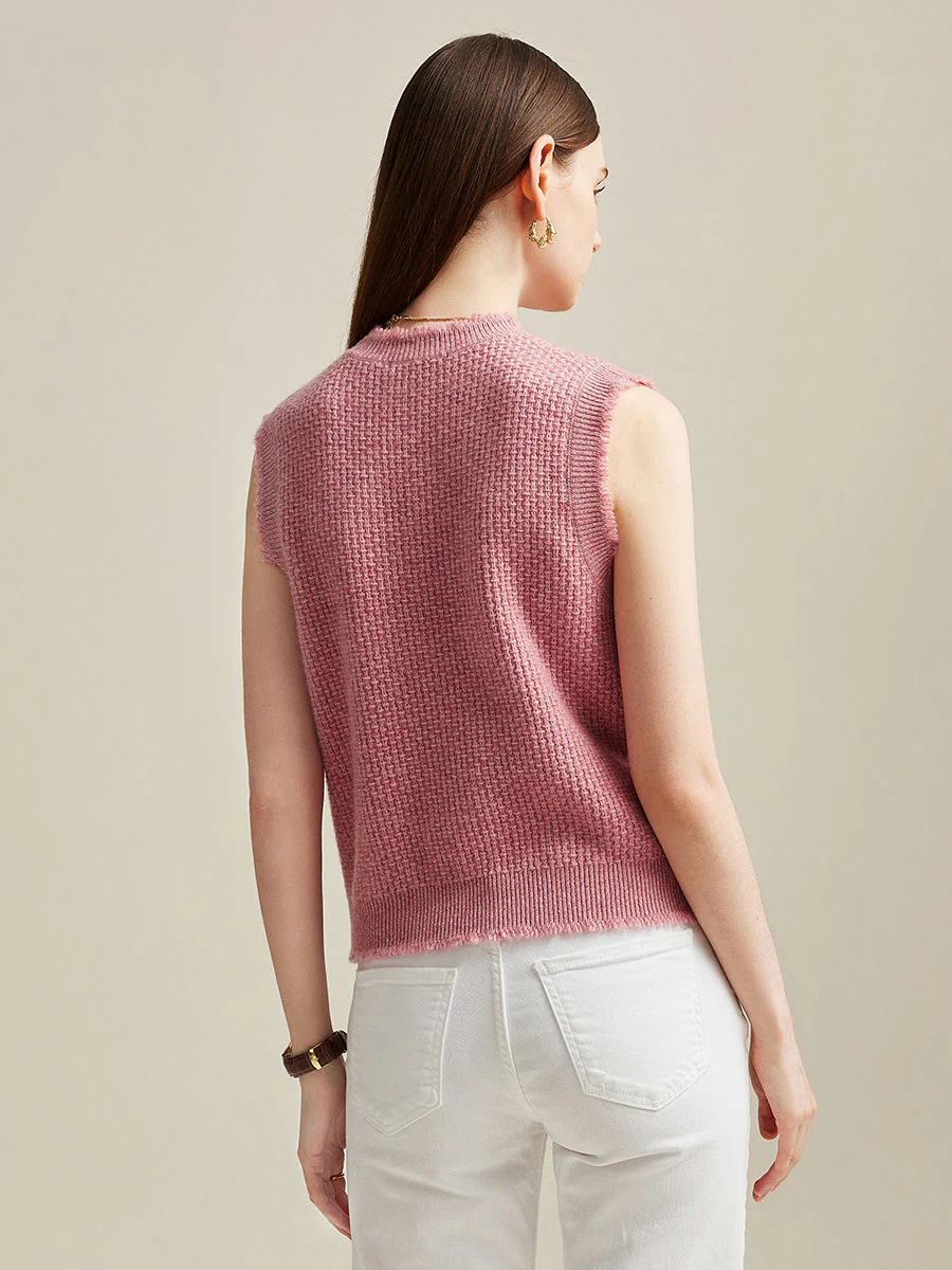 100% Cashmere Women's Textured Knit Sweater Vest