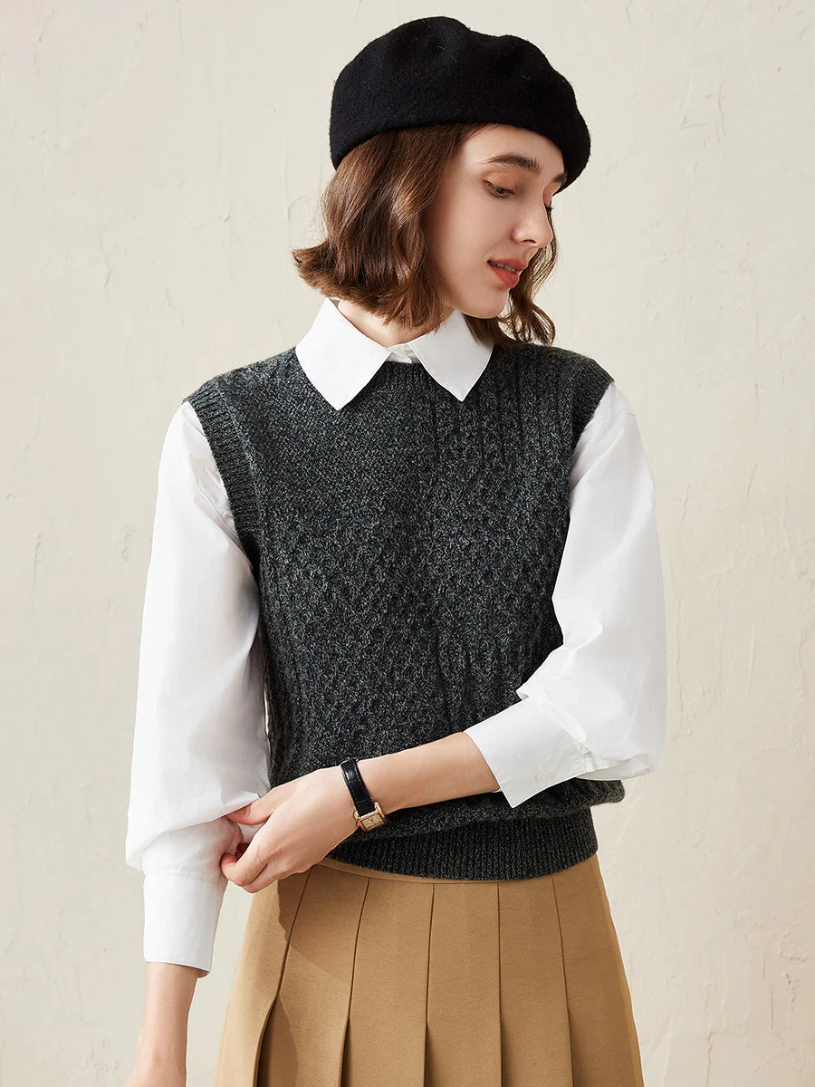 100% Cashmere Women's Knitted Sleeveless Sweater Vest