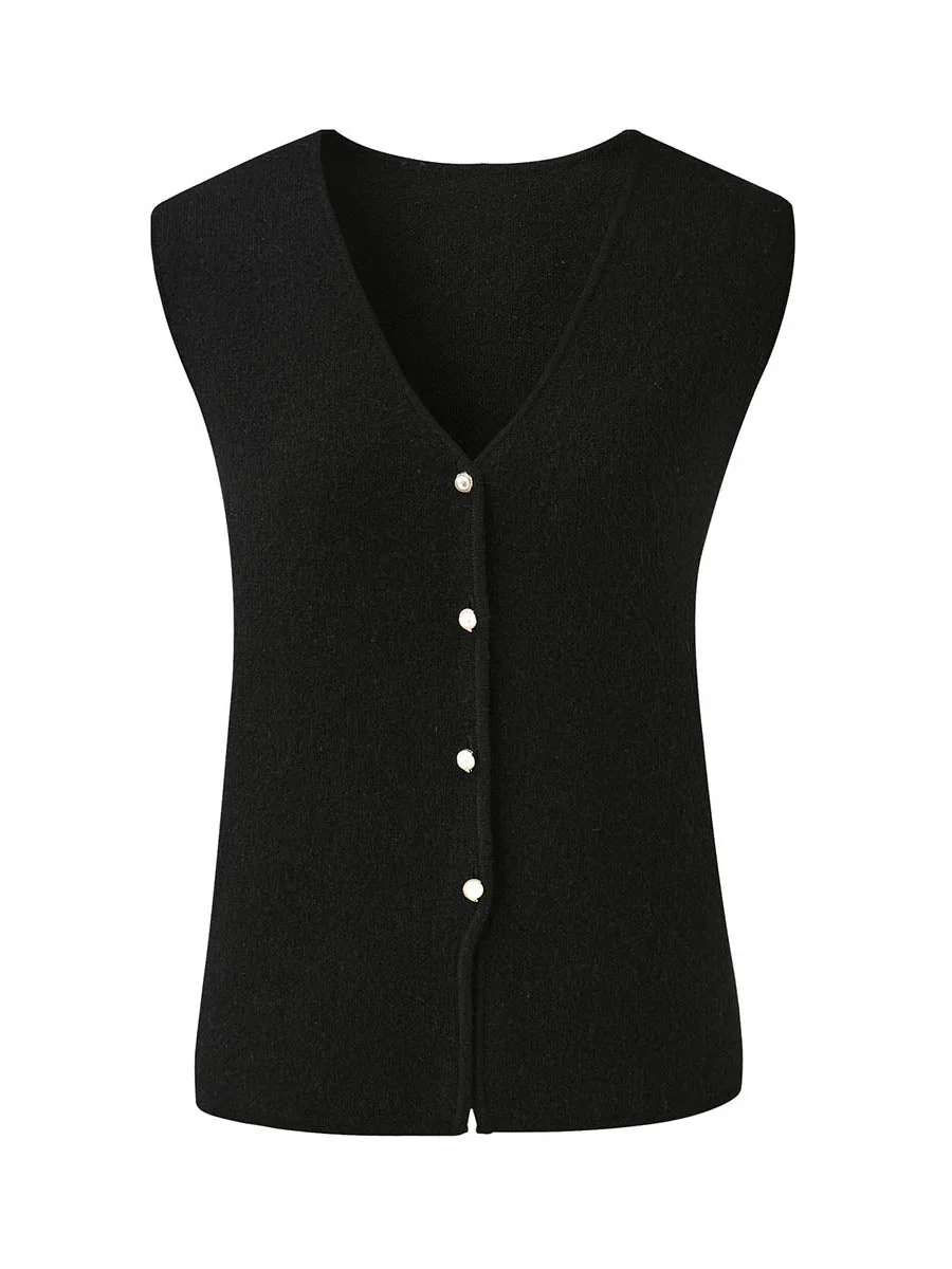 100% Wool Women's Button-Down Knit Vest