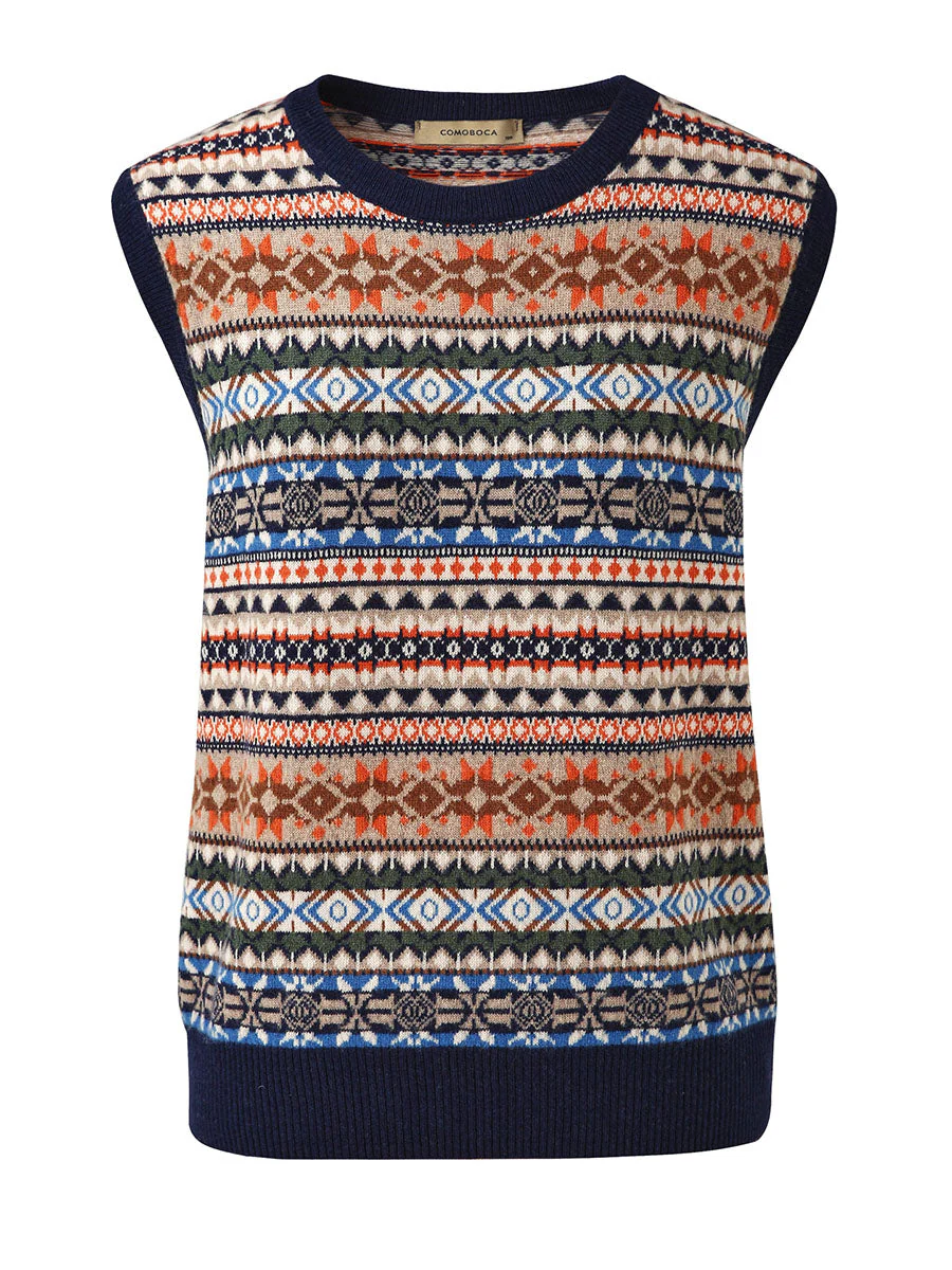 100% Wool Women's Fair Isle Knit Vest