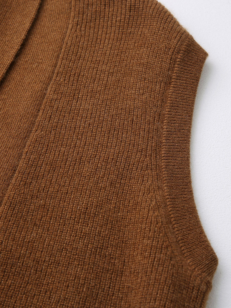 100% Cashmere Women's Knit Sleeveless Wrap Vest