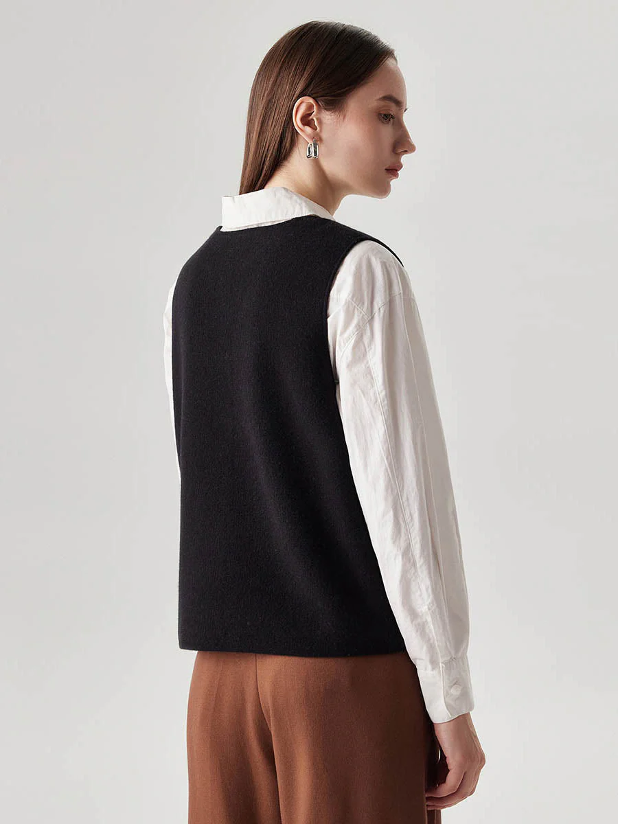 100% Wool Women's Button-Down Knit Vest