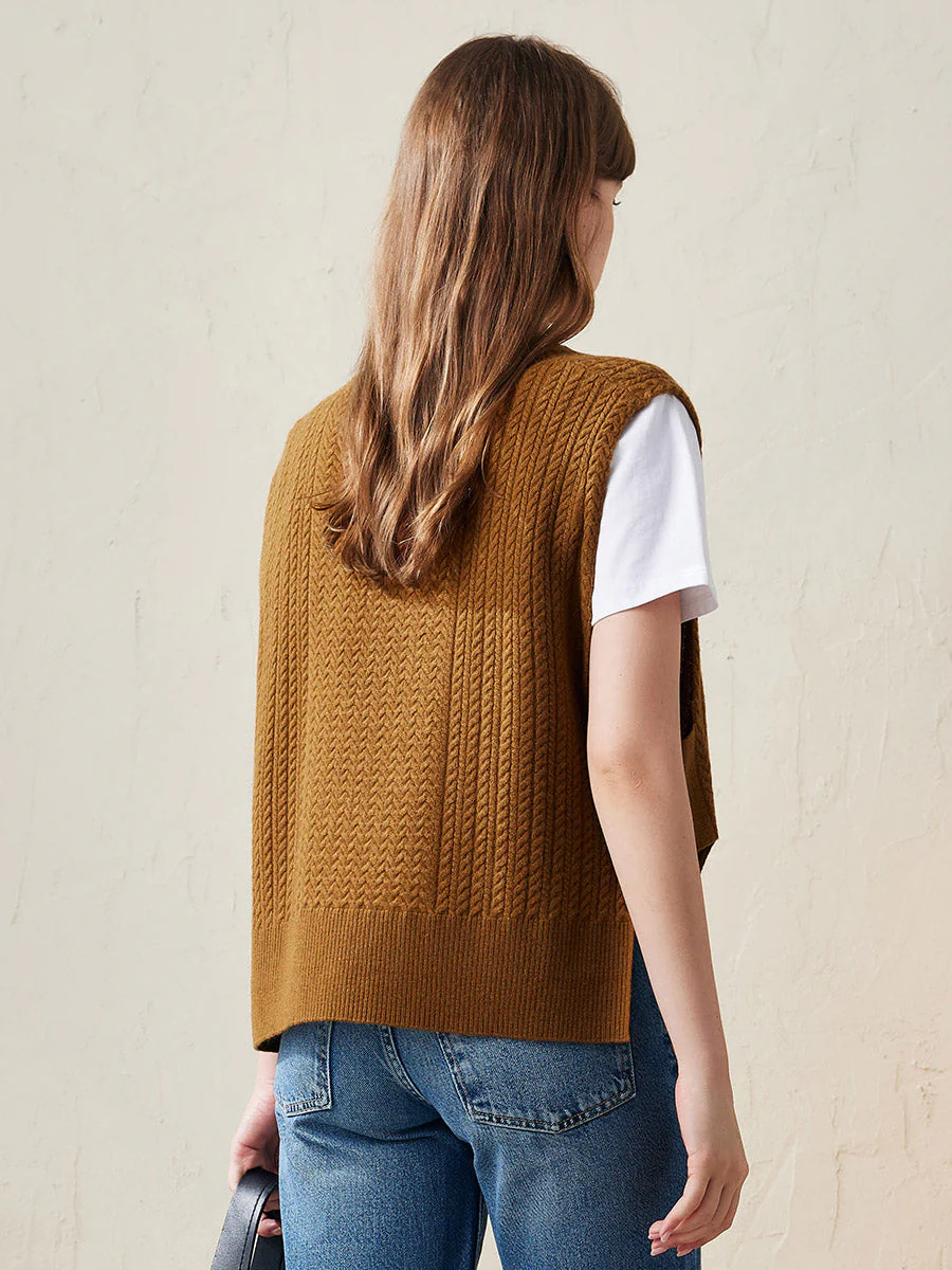 100% Wool Women's Knit Sleeveless Sweater Vest