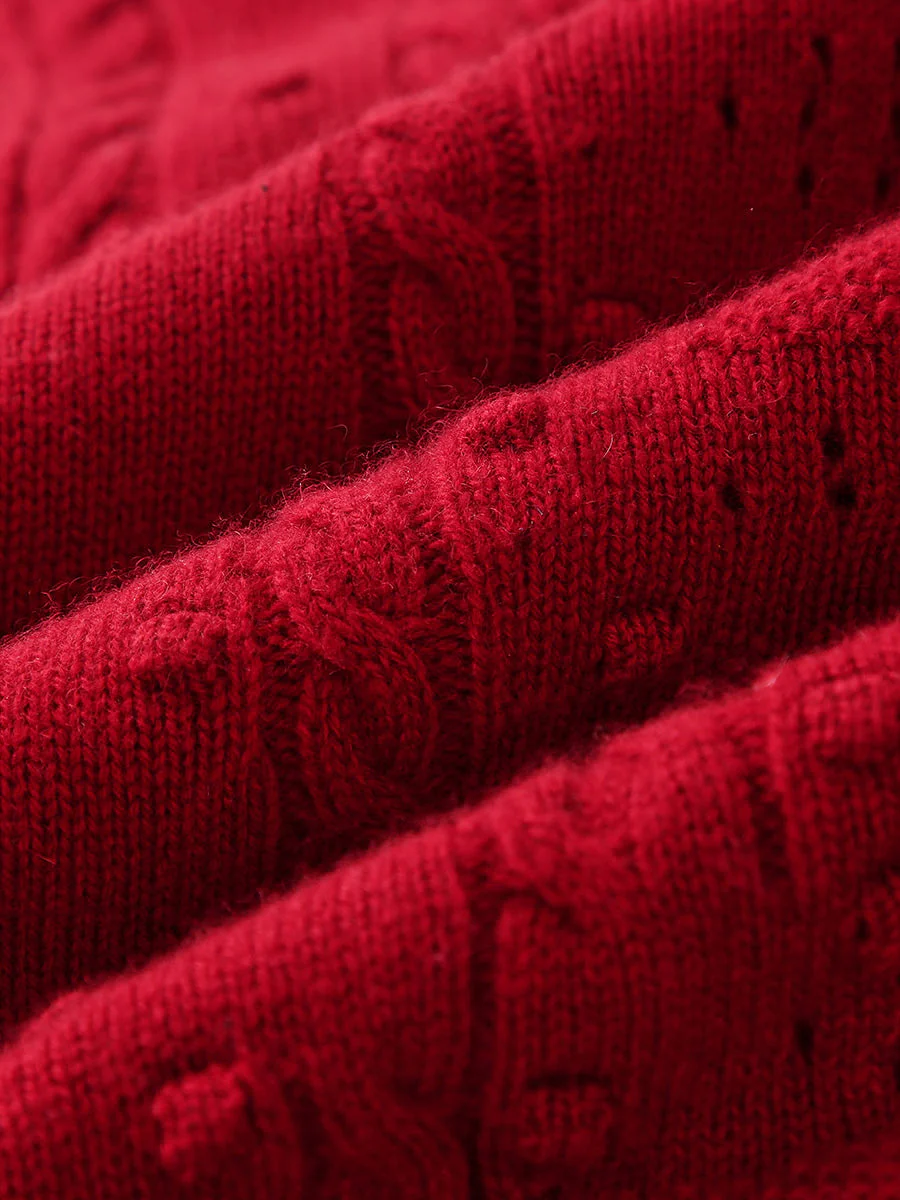 100% Cashmere Women's Bow Detailing Cable Knit Vest