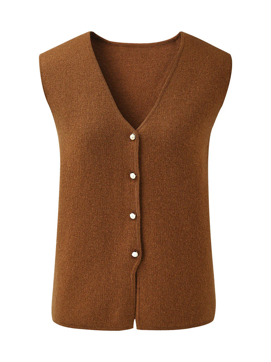 100% Wool Women's Button-Down Knit Vest