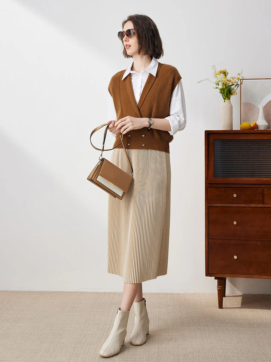 100% Cashmere Women's Knit Sleeveless Wrap Vest