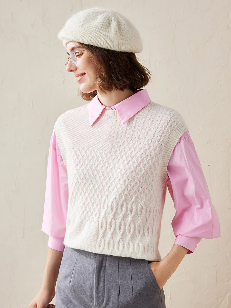 100% Cashmere Women's Knitted Sleeveless Sweater Vest