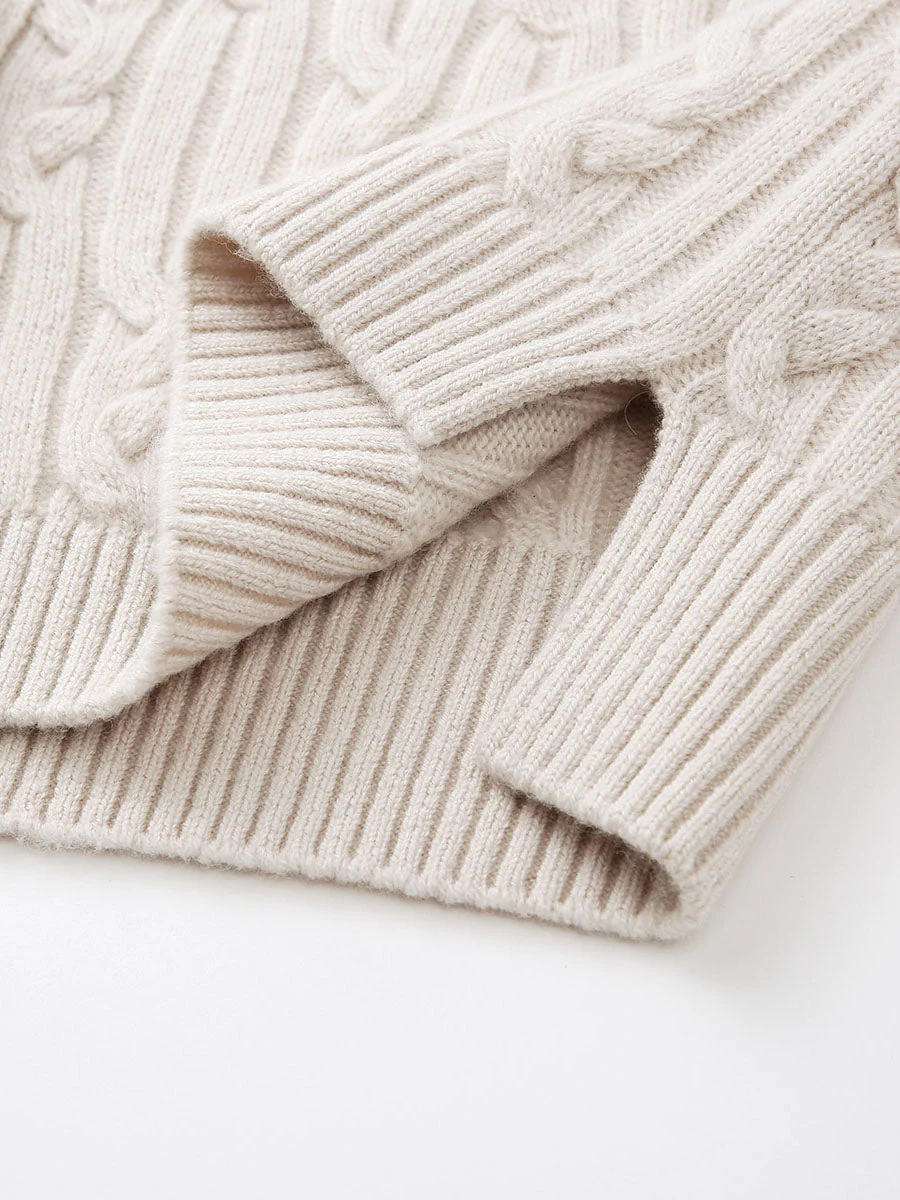 100% Wool Women's Cable Knit Button-Front Vest