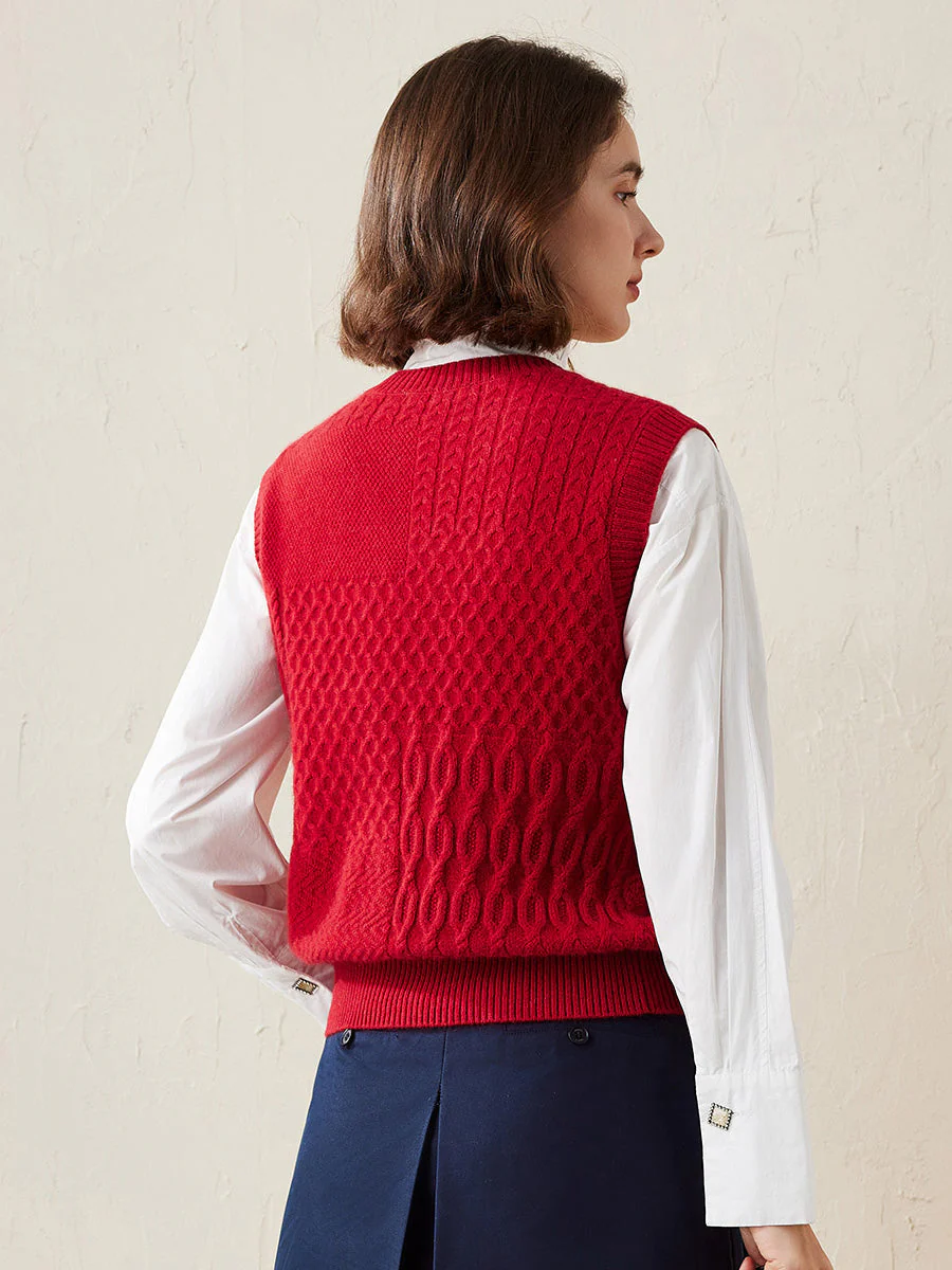 100% Cashmere Women's Knitted Sleeveless Sweater Vest