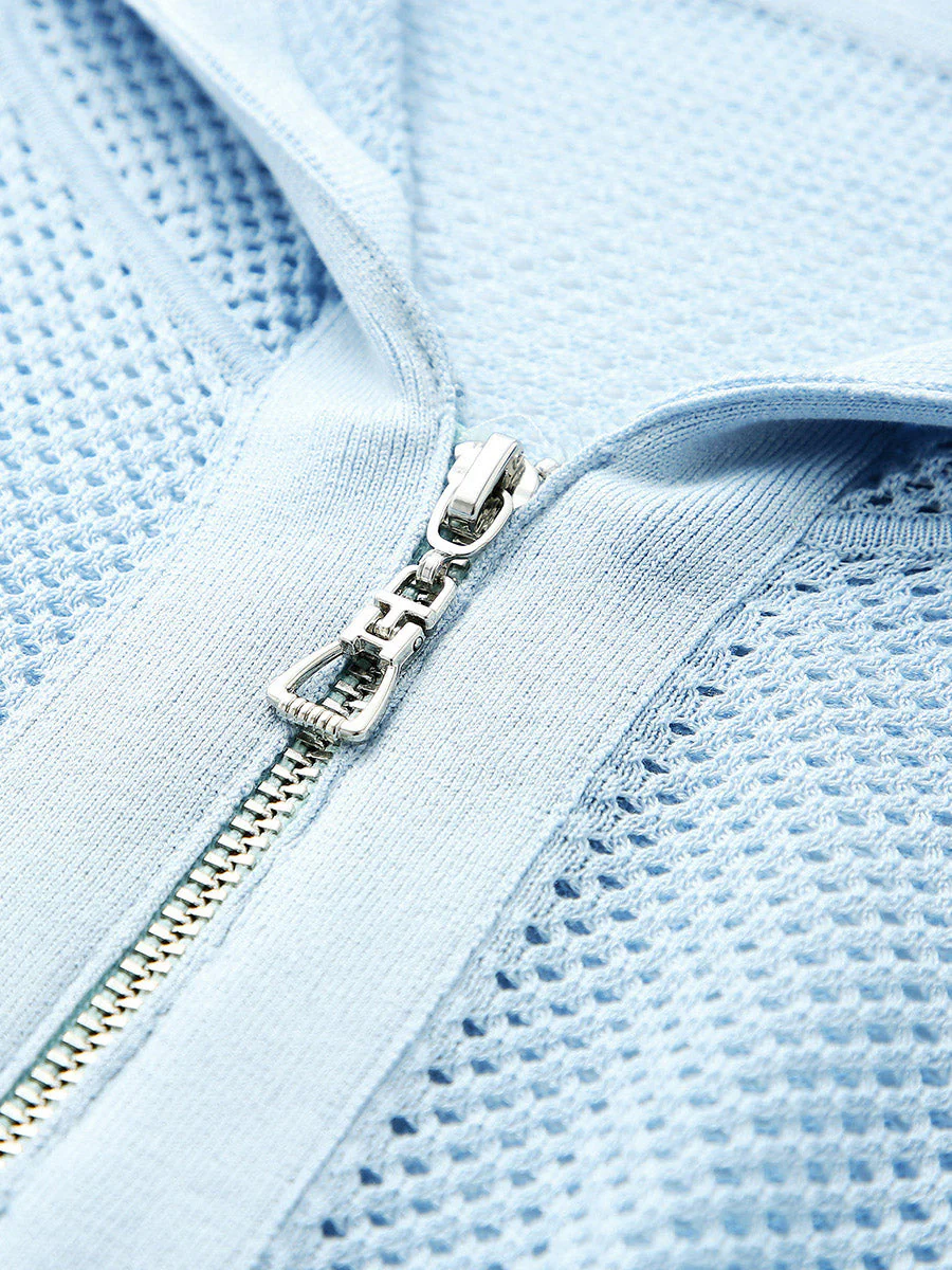 Women's Ribbed Mesh Zip-Up Hoodie