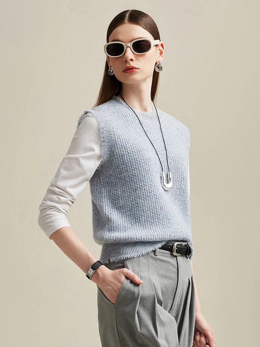 100% Cashmere Women's Textured Knit Sweater Vest