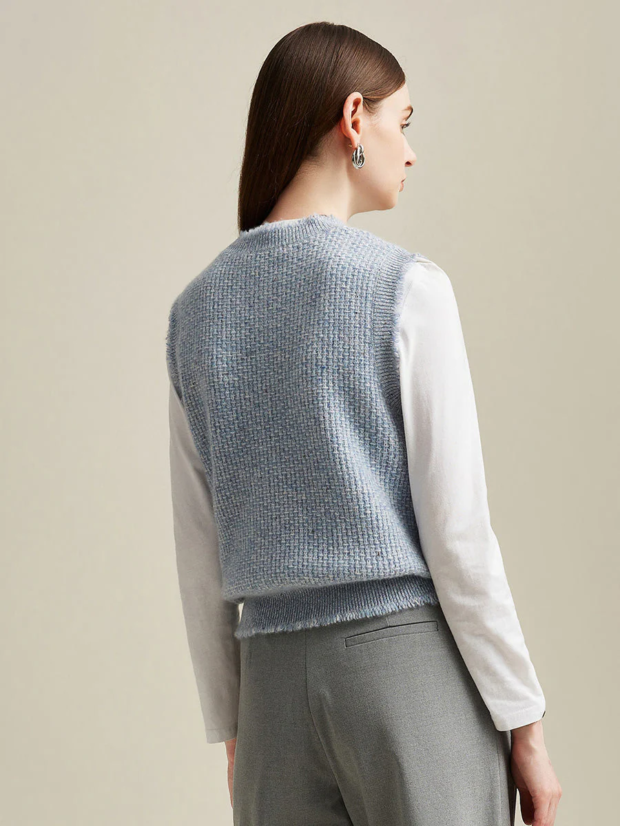 100% Cashmere Women's Textured Knit Sweater Vest