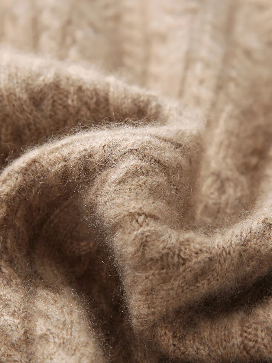 100% Cashmere Women's Cardigan Cable Knit Hoodie