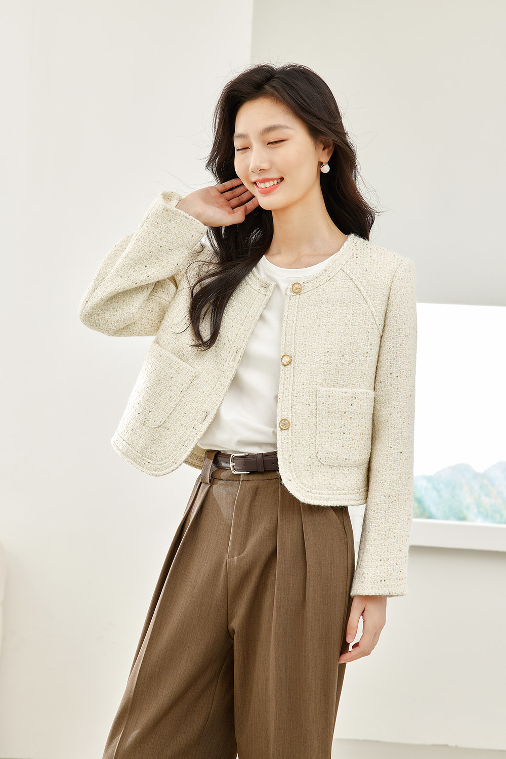 Stylish Tweed Short Jacket