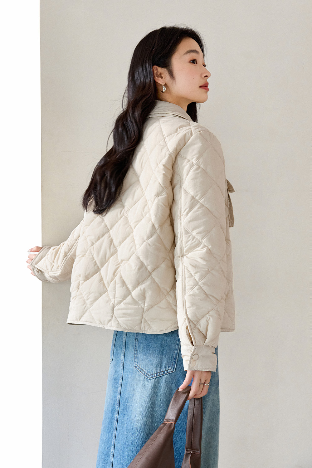 Lapel Diamond Short Cotton Coat