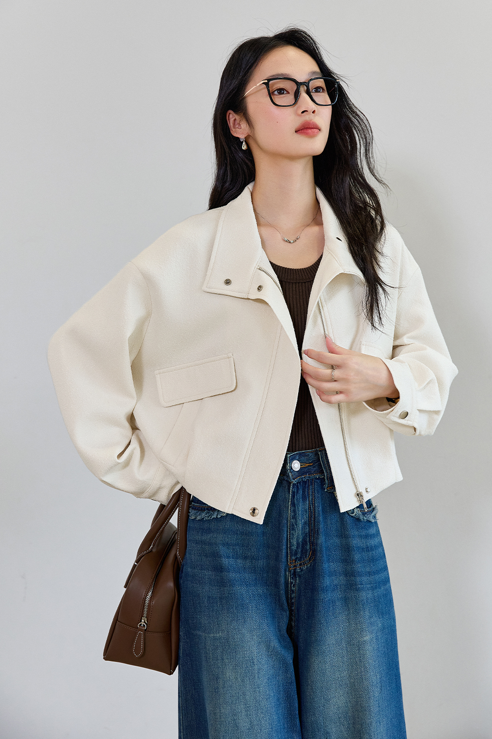 Workwear Style Short Lapel Jacket