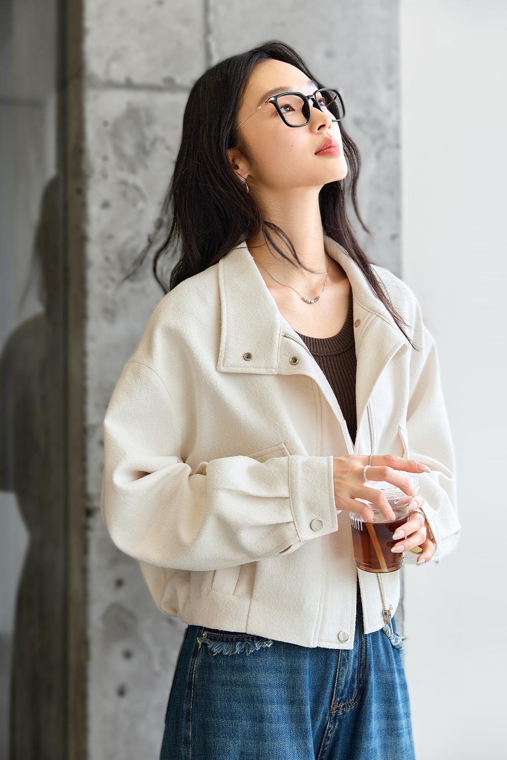 Workwear Style Short Lapel Jacket