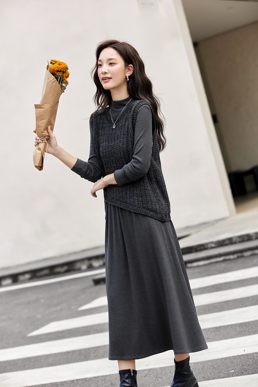 Irregular vest knitted dress two-piece suit