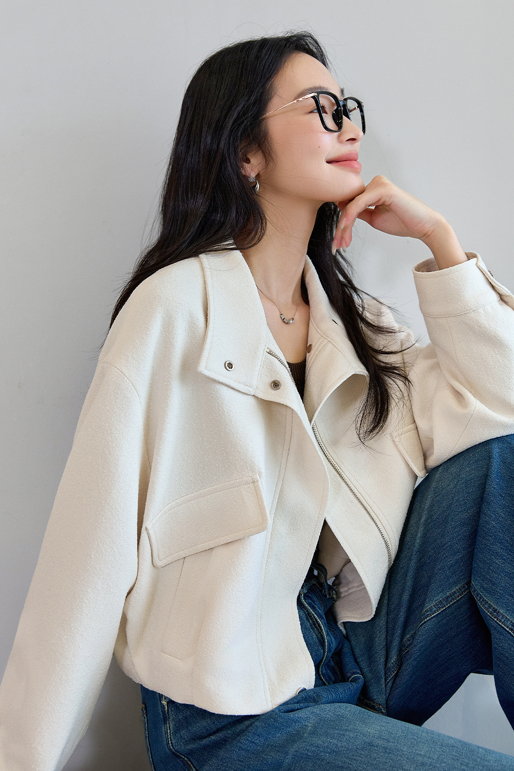 Workwear Style Short Lapel Jacket