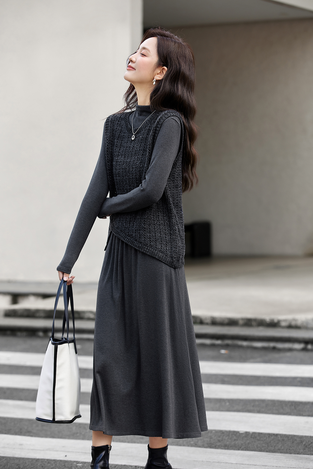 Irregular vest knitted dress two-piece suit