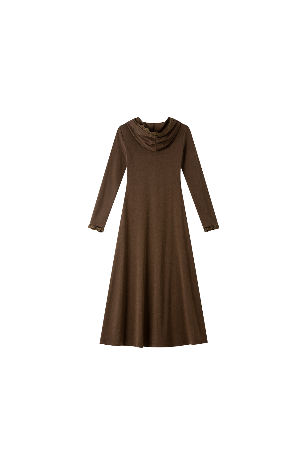 Lace-Trimmed Hooded Fit-and-Flare Dress