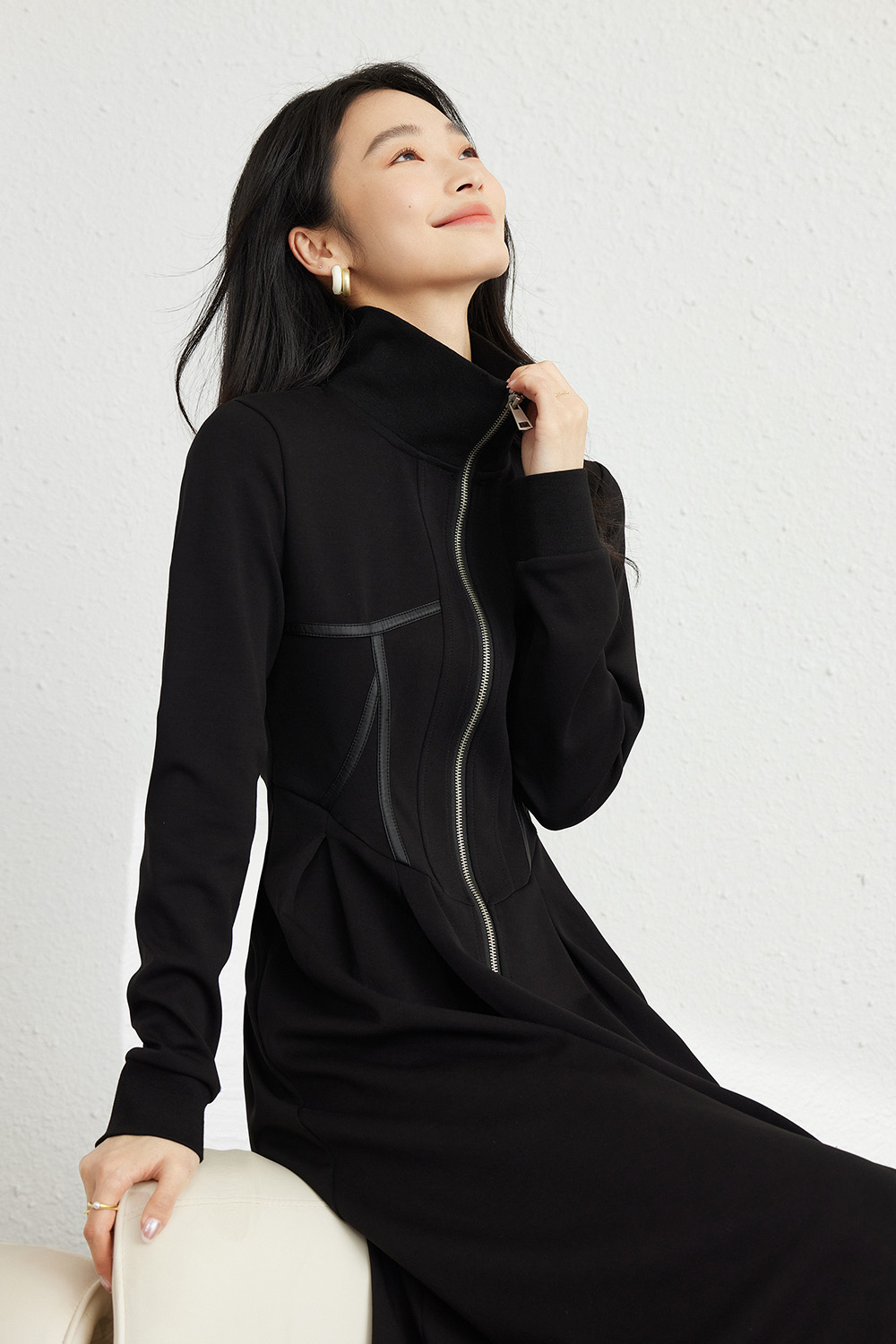 Fashion Stand-Collar Silhouette Dress