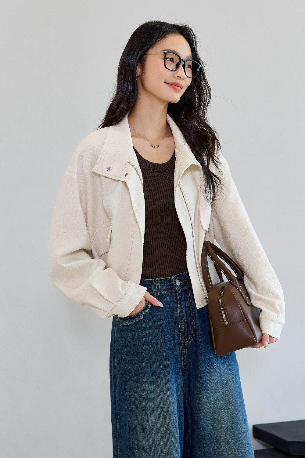 Workwear Style Short Lapel Jacket